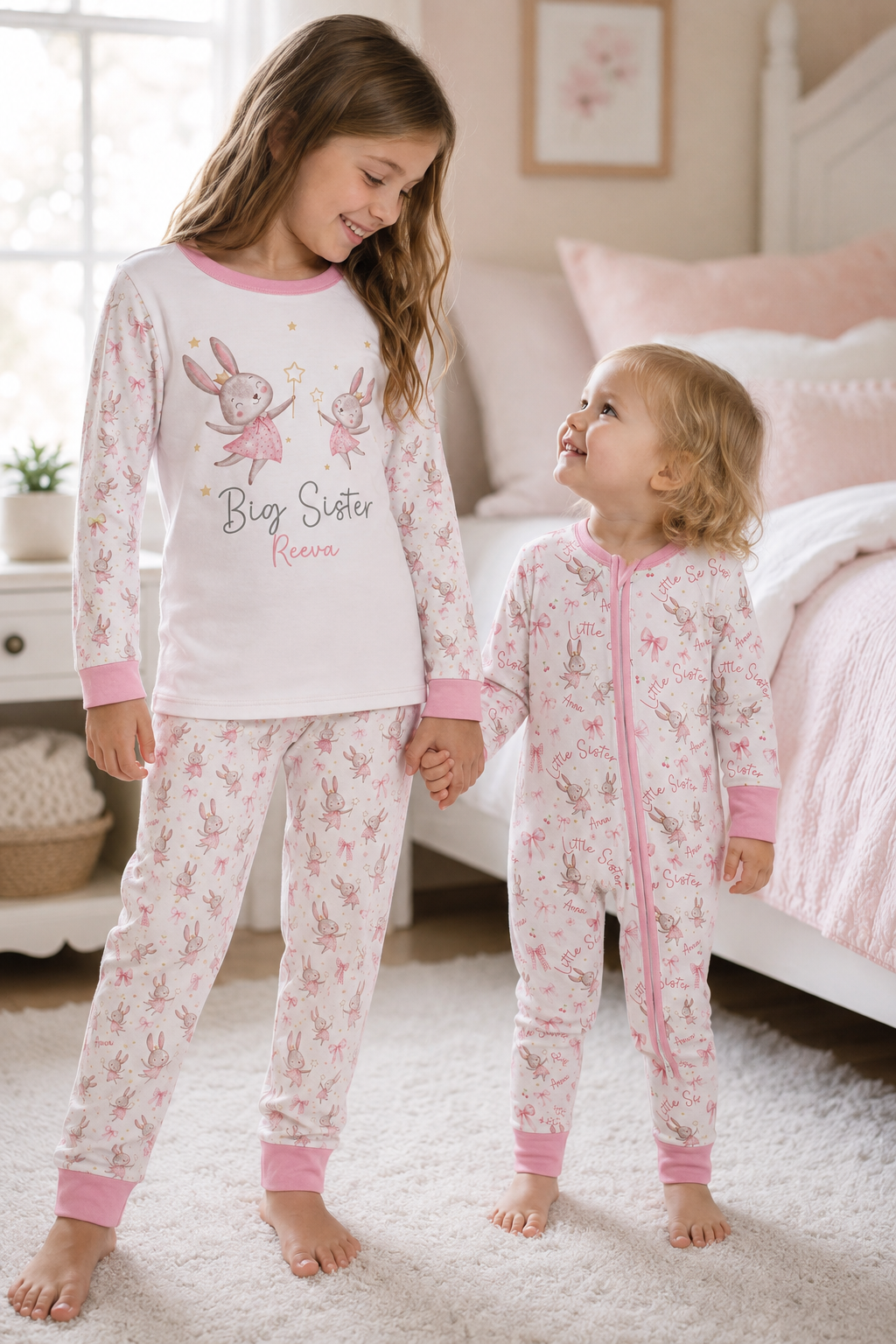 Bunny Wishes Sister Matching Bamboo Convertible Zippy
