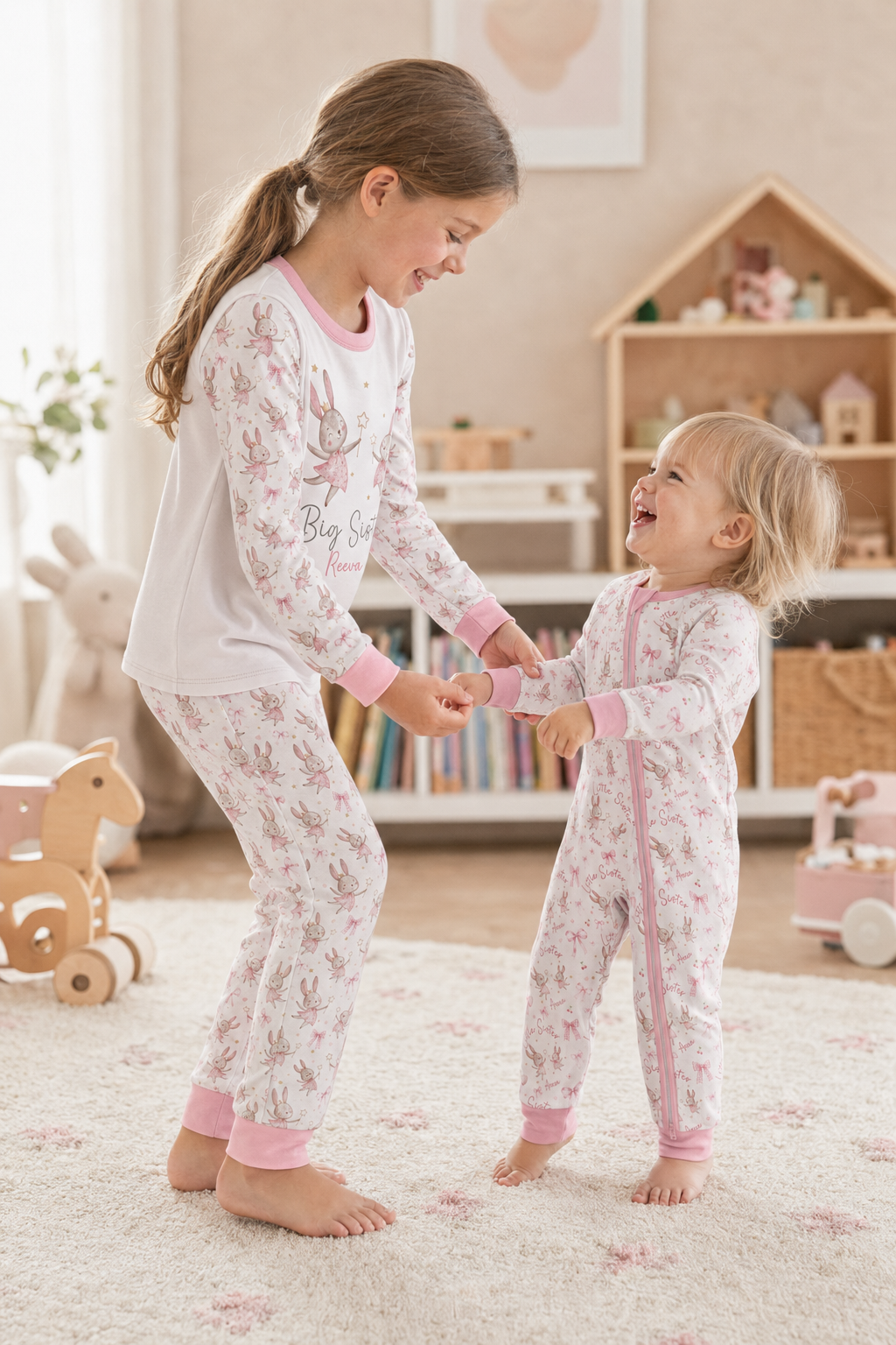 Bunny Wishes Sister Matching Bamboo Convertible Zippy