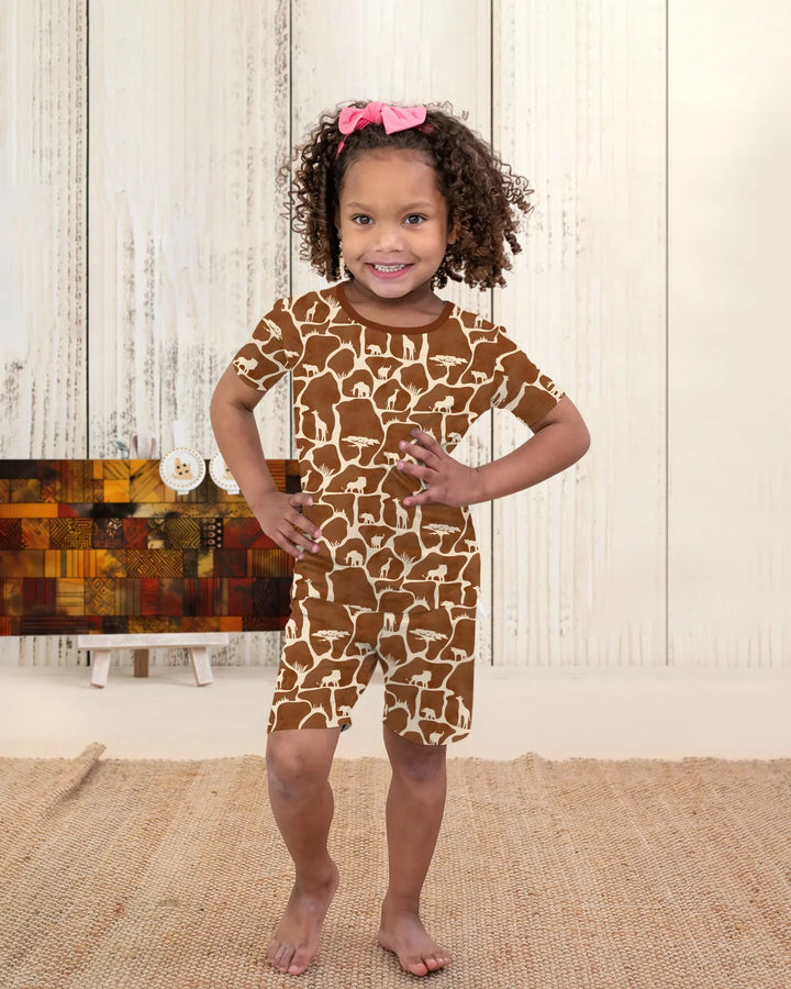 Wild Kingdom Bamboo Two Piece Short Sleeve Shorts Pajama Set