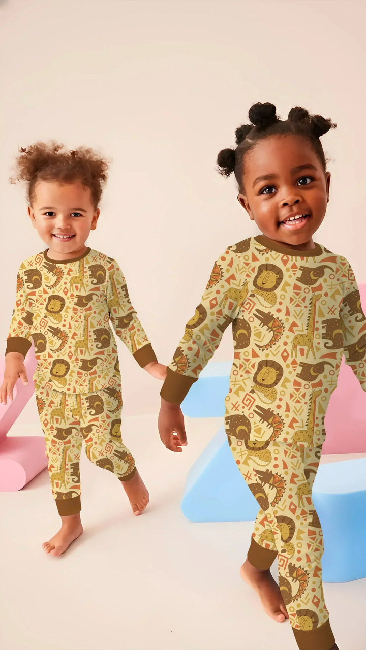 Zweiteiliges Langarm-Pyjama-Set mit Sommerfrüchten