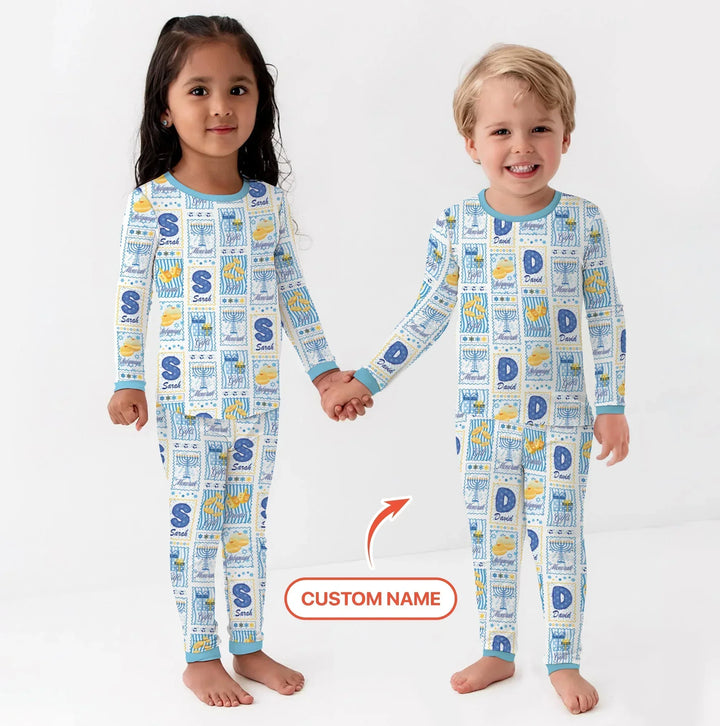 Zweiteiliges Langarm-Pyjama-Set mit Sommerfrüchten