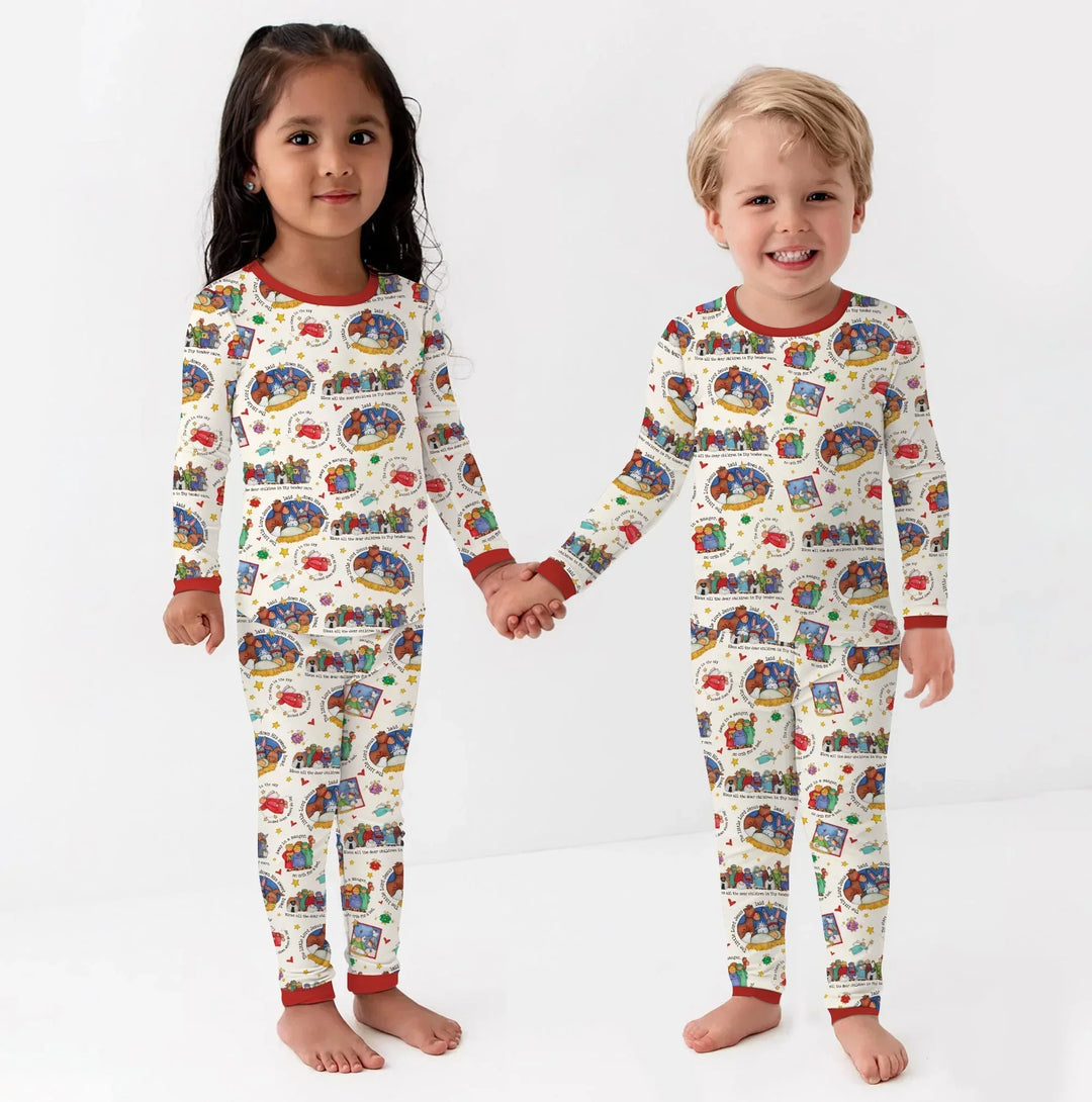 Zweiteiliges Langarm-Pyjama-Set mit Sommerfrüchten
