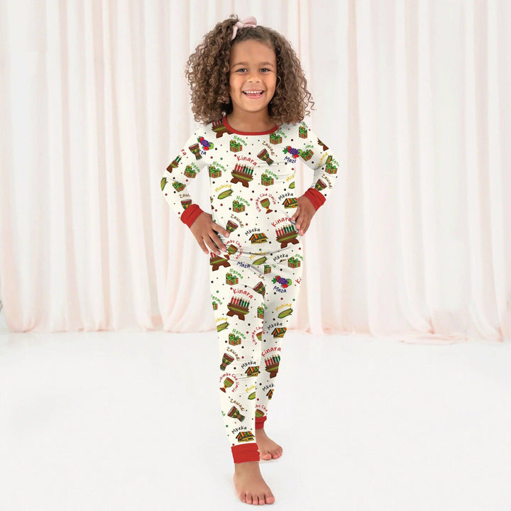 Zweiteiliges Langarm-Pyjama-Set mit Sommerfrüchten