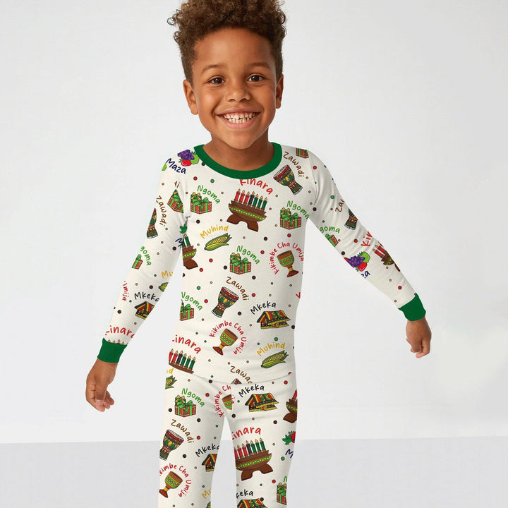 Zweiteiliges Langarm-Pyjama-Set mit Sommerfrüchten