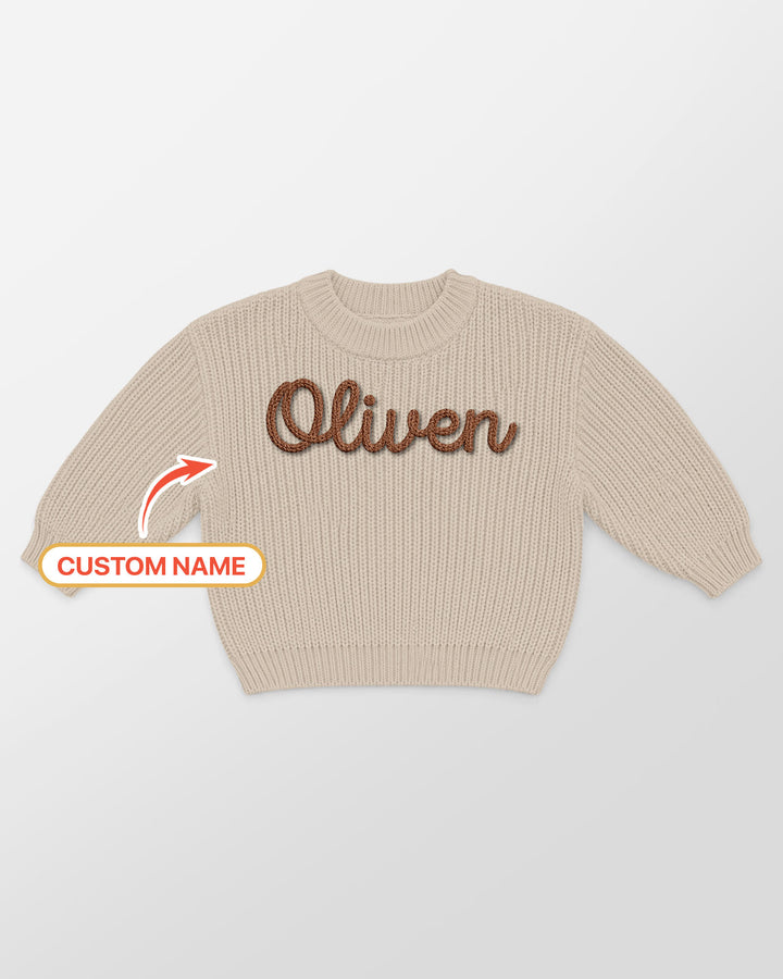 Embroidered Baby Name Bamboo Knit Sweater Bubble