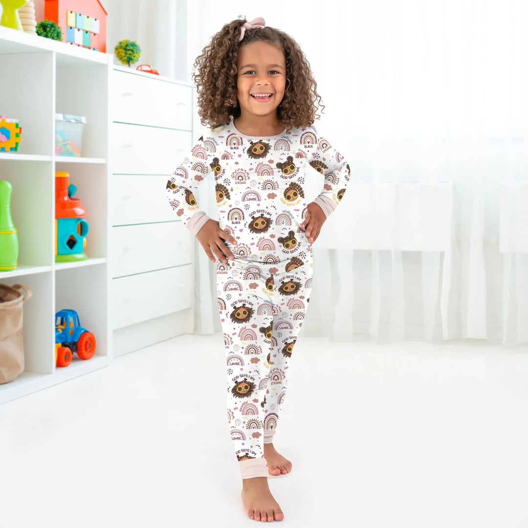 Zweiteiliges Langarm-Pyjama-Set mit Sommerfrüchten