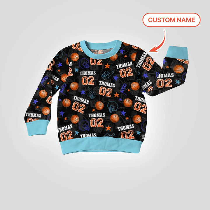 Personalisiertes Basketball-Zeit Bambus Rundhals-Sweatshirt