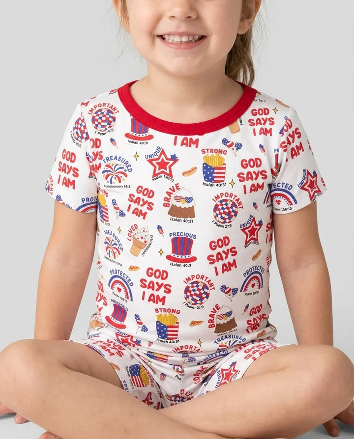 Zweiteiliges, kurzärmliges Pyjama-Set mit Marienkäfern