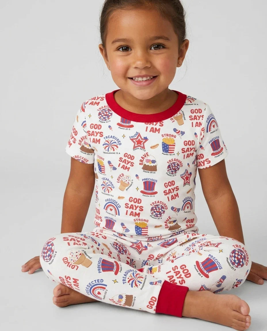 Zweiteiliges, kurzärmliges Pyjama-Set mit Marienkäfern
