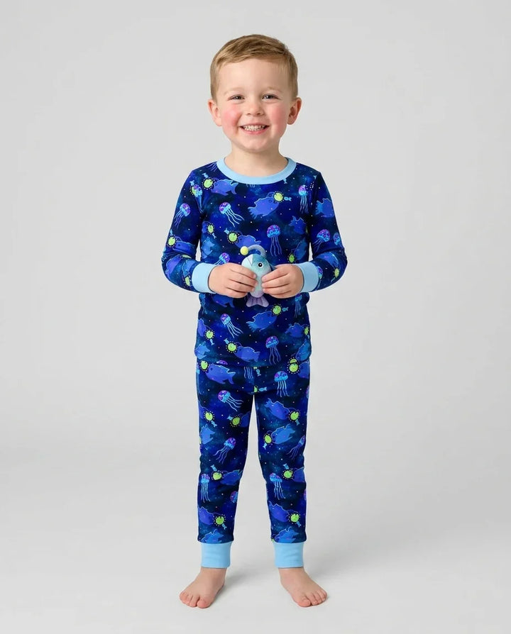 Zweiteiliges Langarm-Pyjama-Set mit Sommerfrüchten