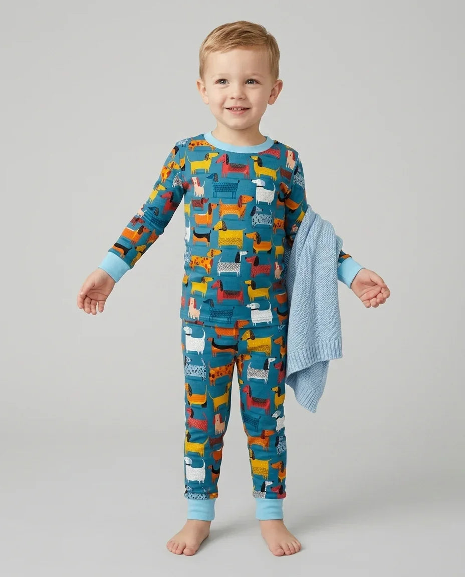 Zweiteiliges Langarm-Pyjama-Set mit Sommerfrüchten