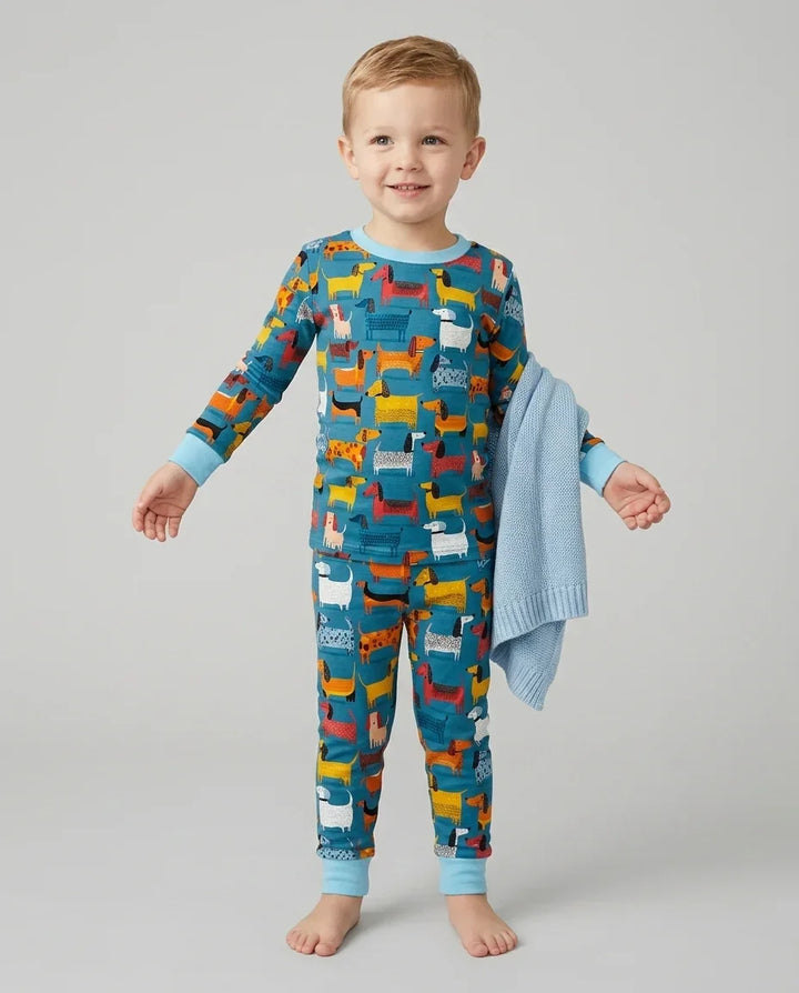 Zweiteiliges Langarm-Pyjama-Set mit Sommerfrüchten