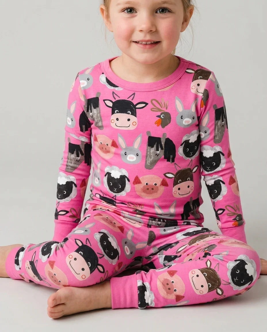 Zweiteiliges Langarm-Pyjama-Set mit Sommerfrüchten