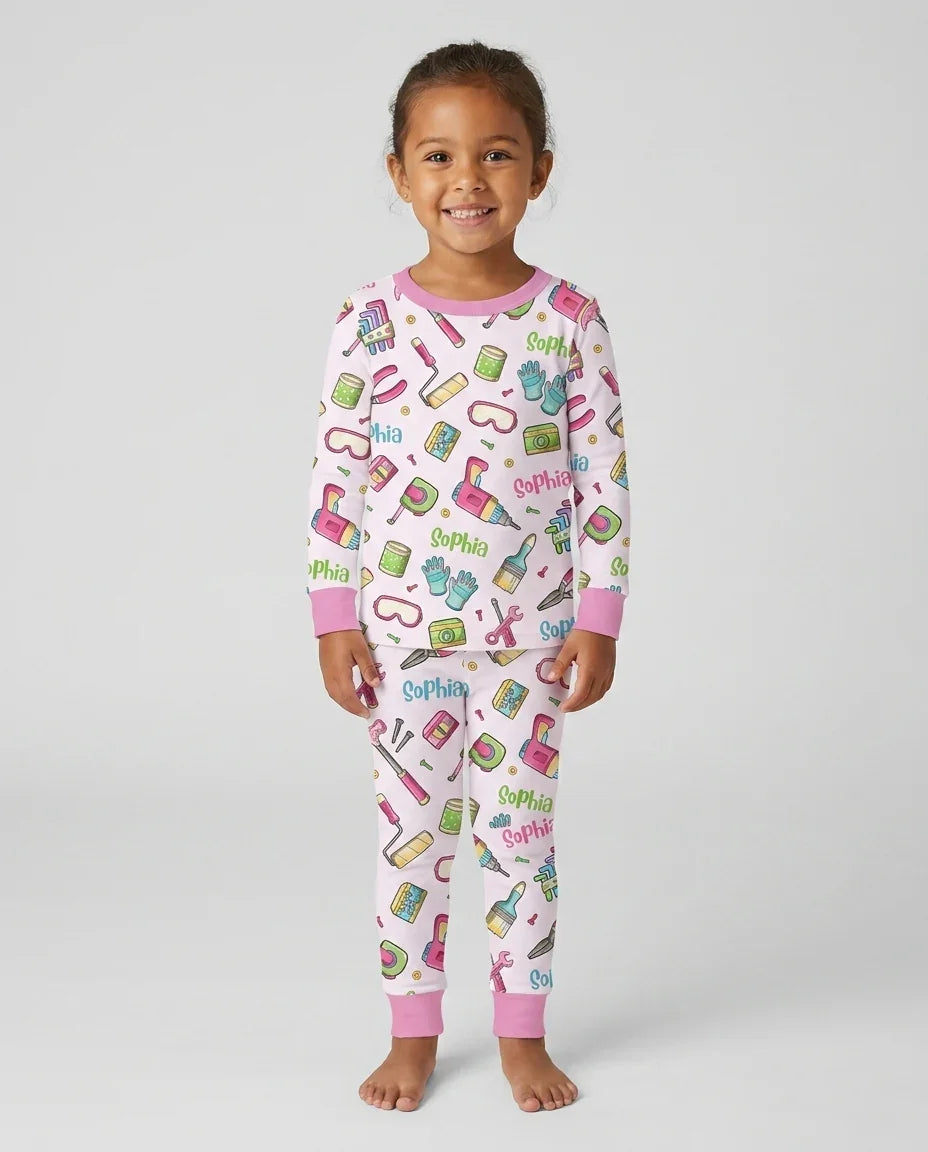 Zweiteiliges Langarm-Pyjama-Set mit Sommerfrüchten