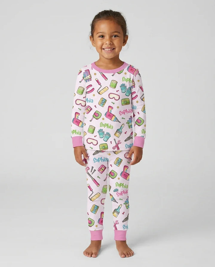 Zweiteiliges Langarm-Pyjama-Set mit Sommerfrüchten