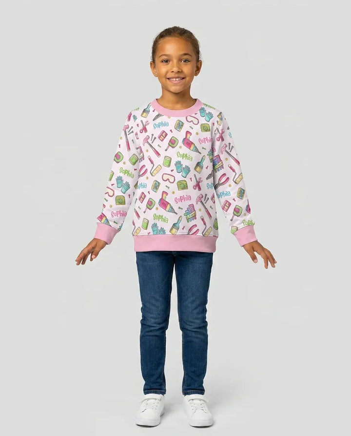 Personalisiertes Papa- & Ich-Reparaturteam Bambus-Rundhals-Sweatshirt