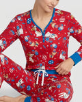 Rot, Weiß & Wuff Familien-Pyjama-Set aus Bambus für Damen