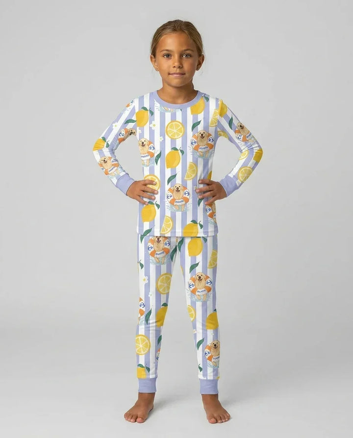 Zweiteiliges Langarm-Pyjama-Set mit Sommerfrüchten