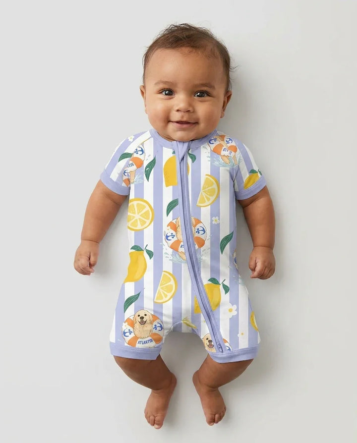 Custom Image Summer Lemon Bamboo Shorty Zippy