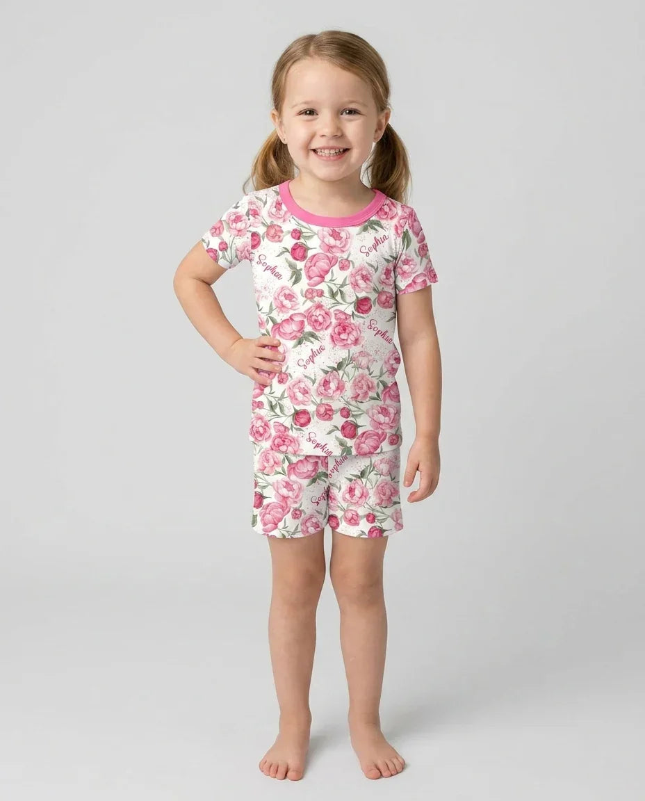 Zweiteiliges Pyjama-Set mit kurzen Ärmeln und Shorts im Sommer-Design