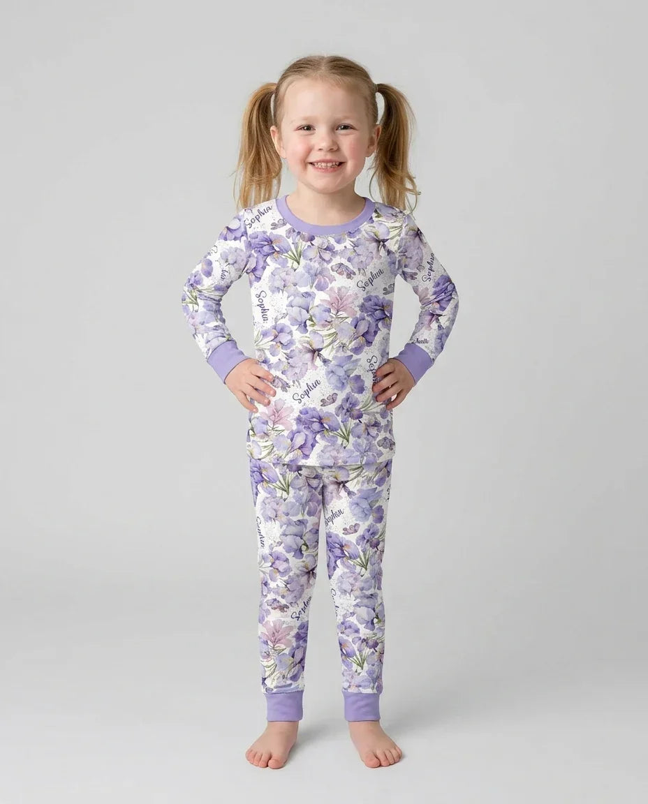 Zweiteiliges Langarm-Pyjama-Set mit Sommerfrüchten