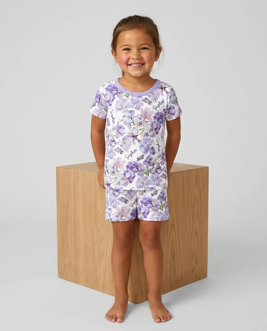 Zweiteiliges Pyjama-Set mit kurzen Ärmeln und Shorts im Sommer-Design