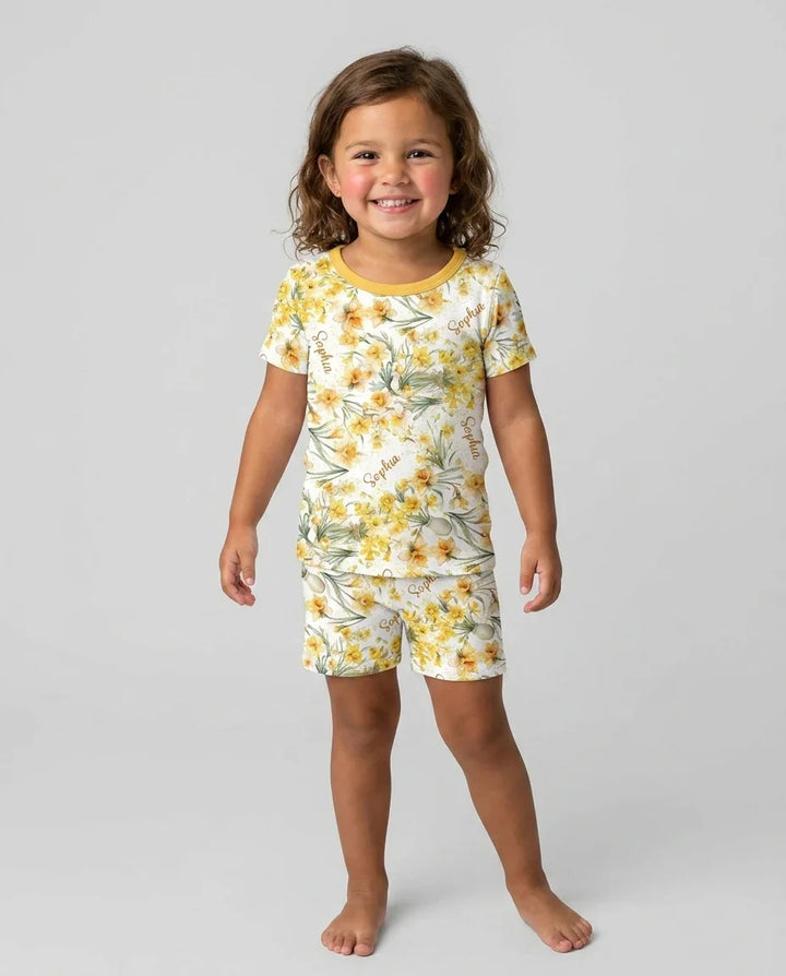 Zweiteiliges Pyjama-Set mit kurzen Ärmeln und Shorts im Sommer-Design