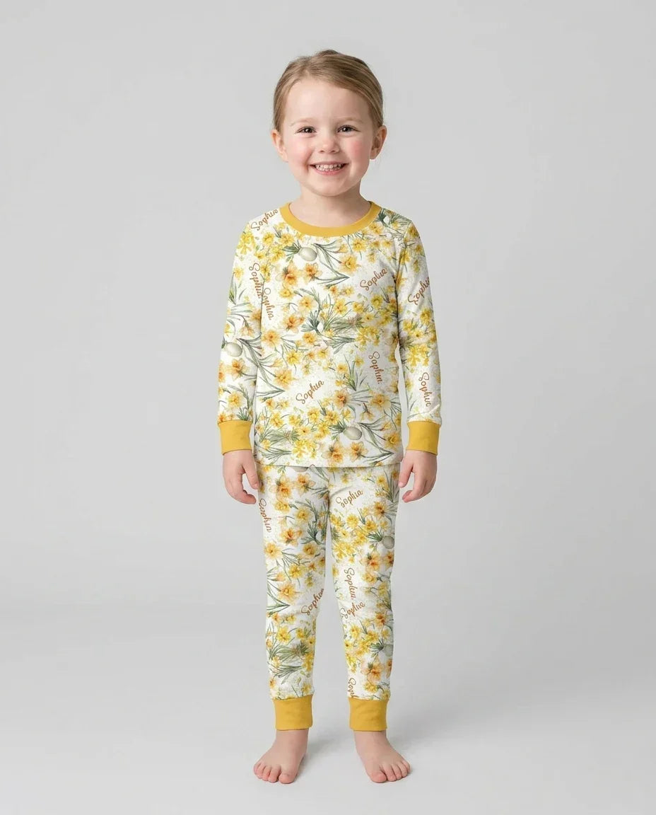 Zweiteiliges Langarm-Pyjama-Set mit Sommerfrüchten
