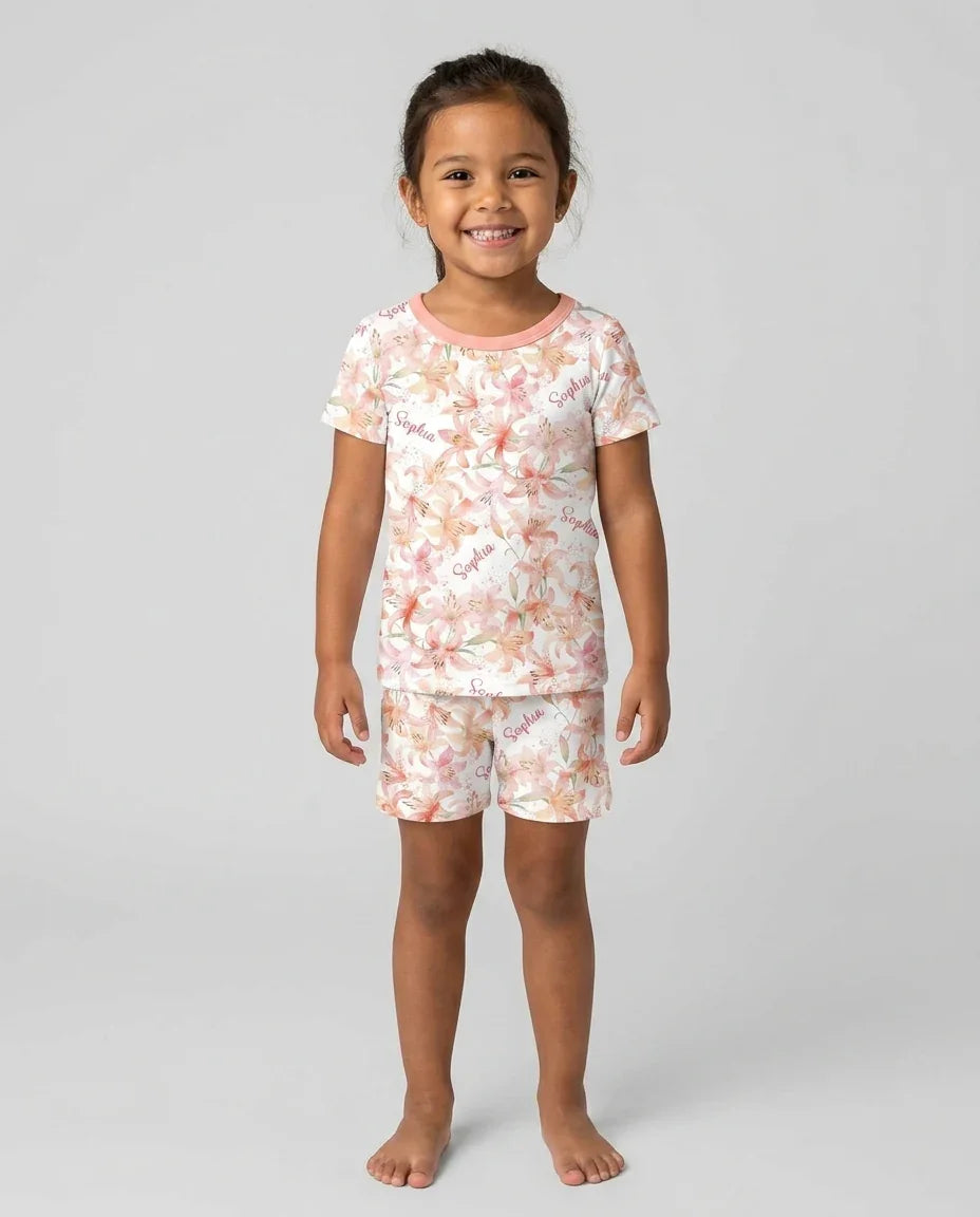 Zweiteiliges Pyjama-Set mit kurzen Ärmeln und Shorts im Sommer-Design