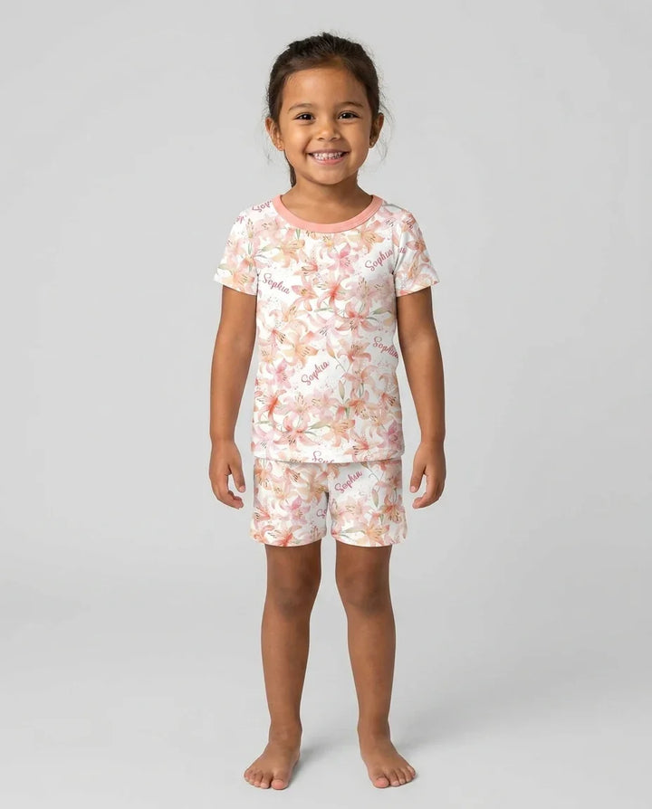 Zweiteiliges Pyjama-Set mit kurzen Ärmeln und Shorts im Sommer-Design
