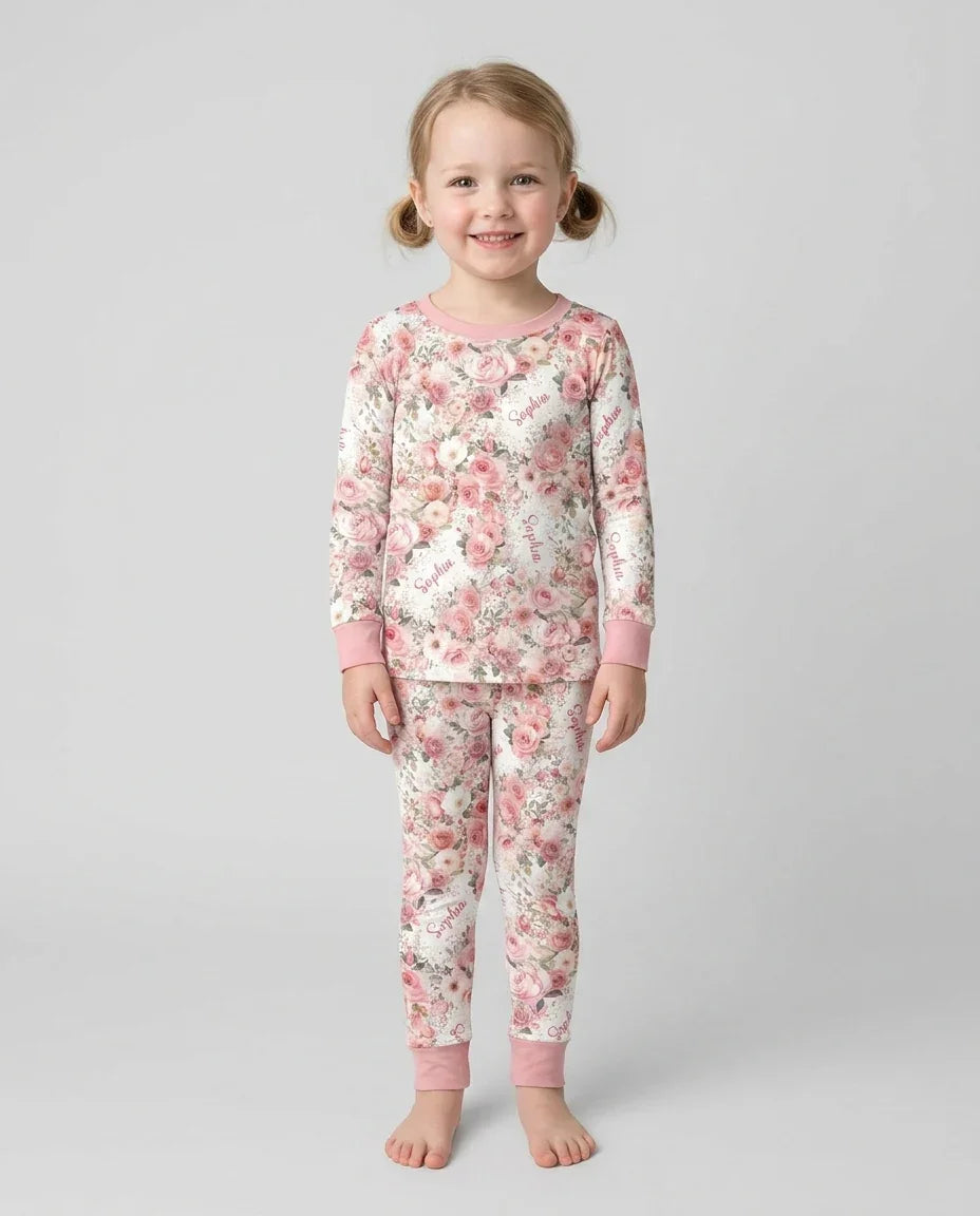 Zweiteiliges Langarm-Pyjama-Set mit Sommerfrüchten