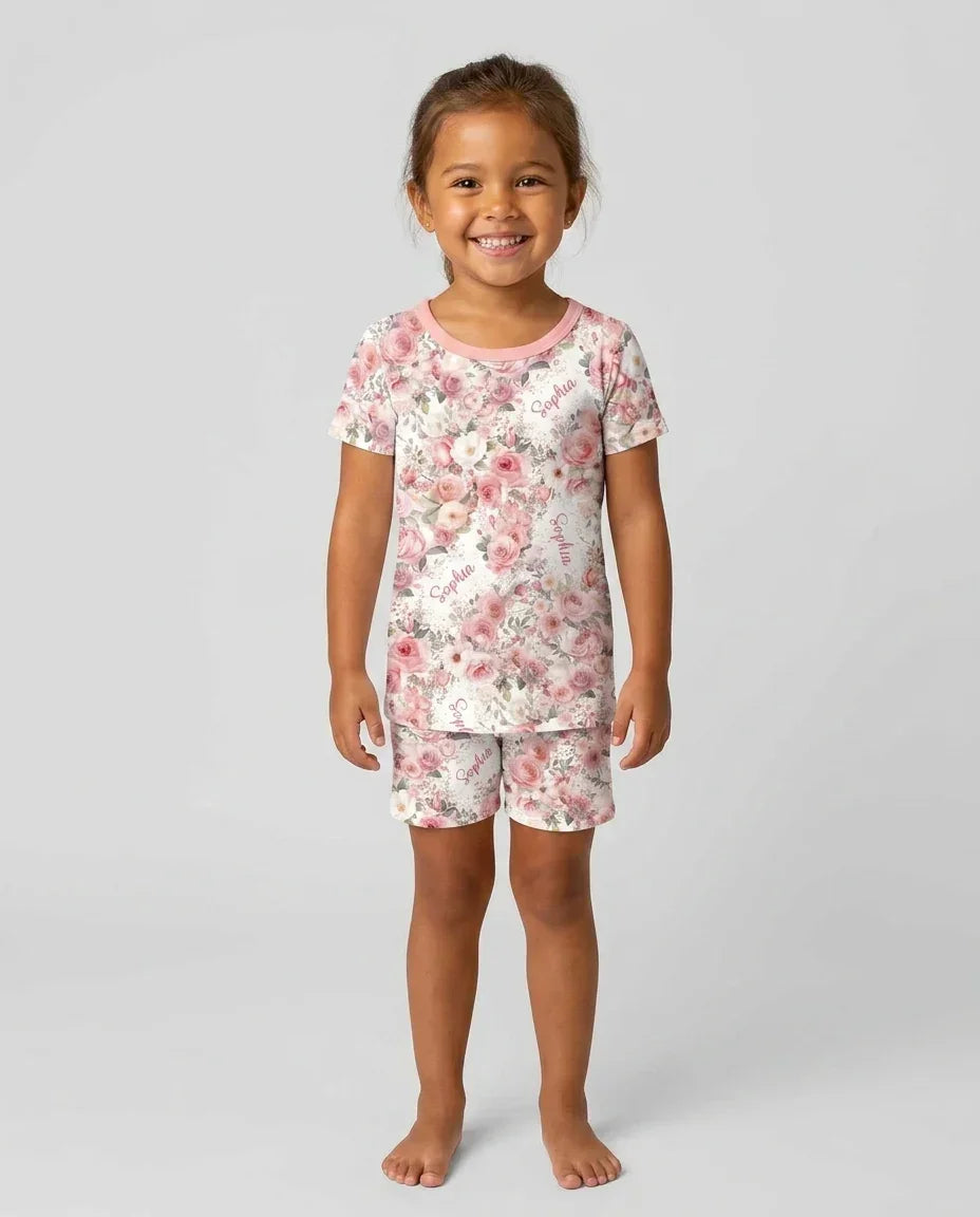 Zweiteiliges Pyjama-Set mit kurzen Ärmeln und Shorts im Sommer-Design