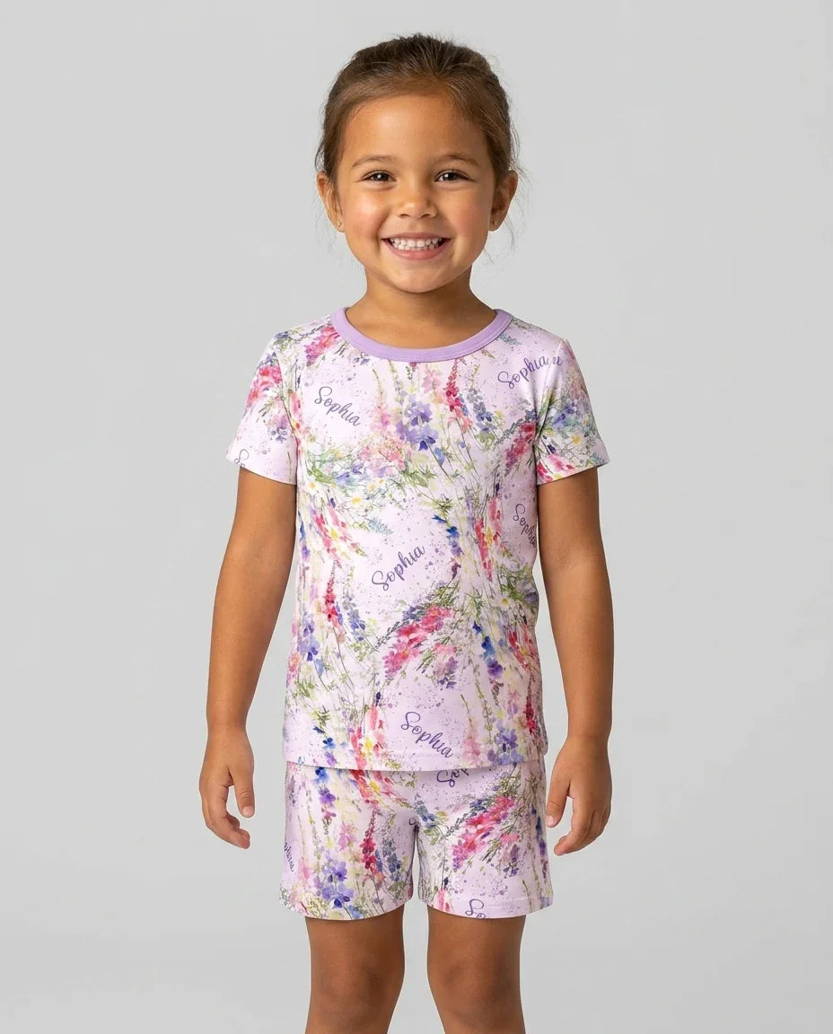 Zweiteiliges Pyjama-Set mit kurzen Ärmeln und Shorts im Sommer-Design
