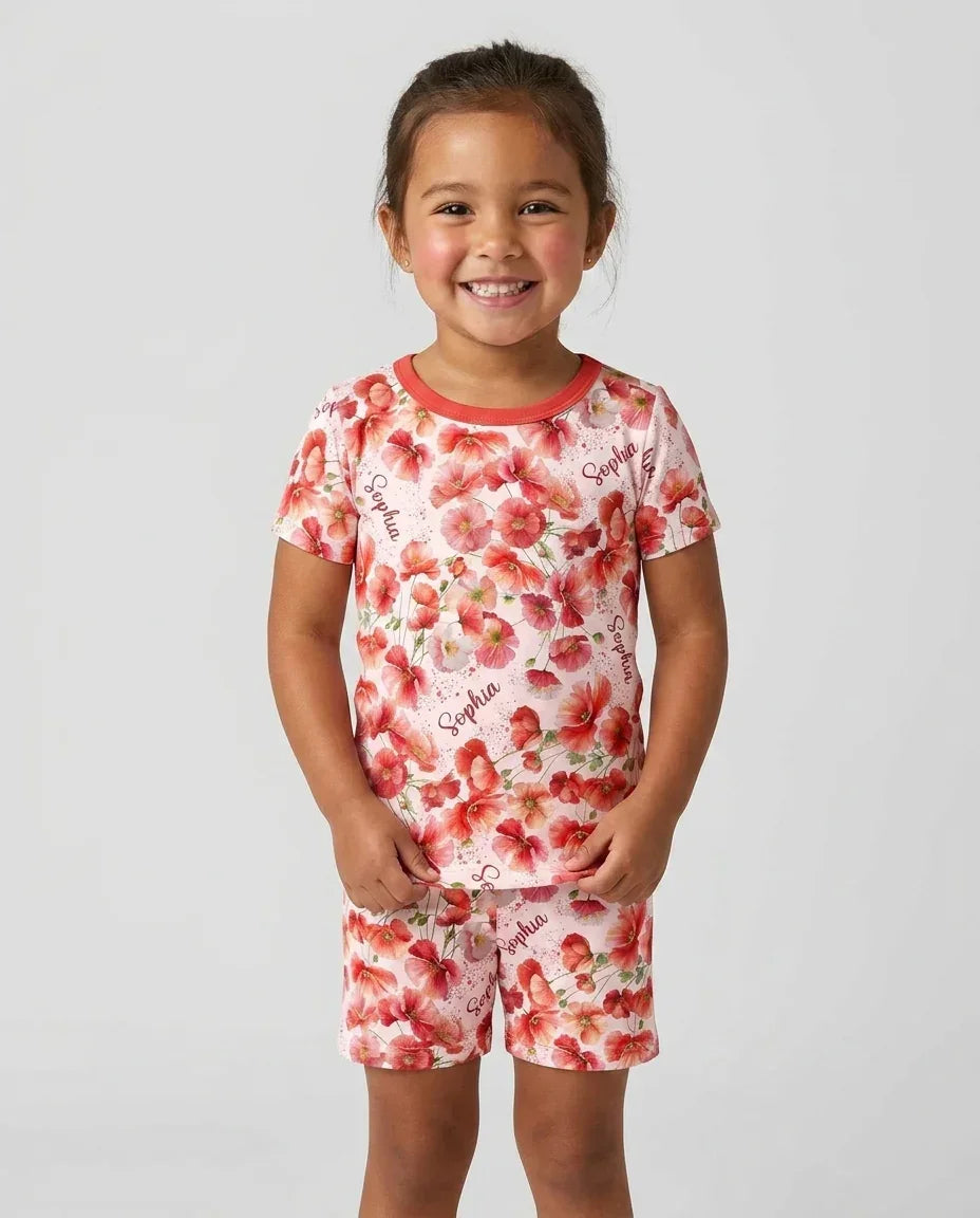 Zweiteiliges Pyjama-Set mit kurzen Ärmeln und Shorts im Sommer-Design