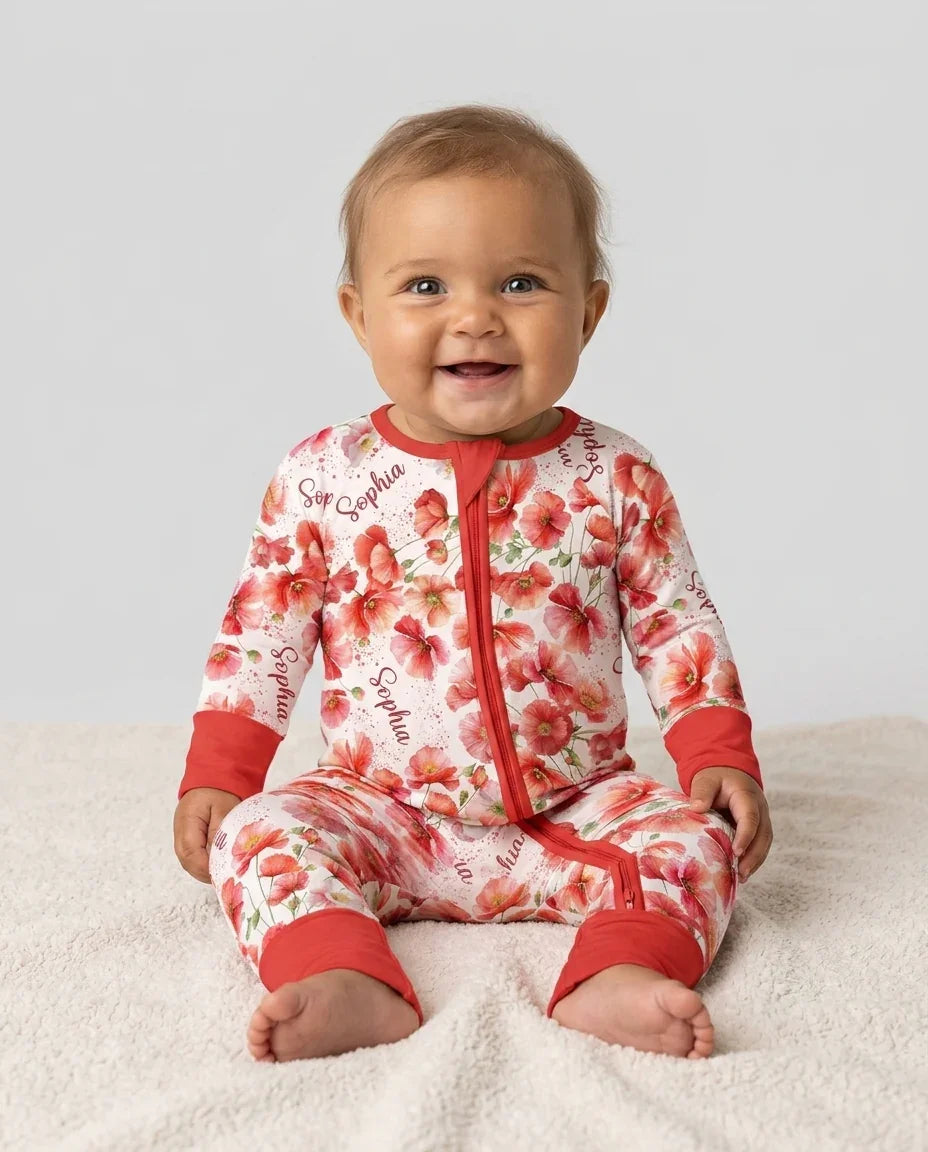 Custom Name Birth Month Flowers Bamboo Convertible Zippy