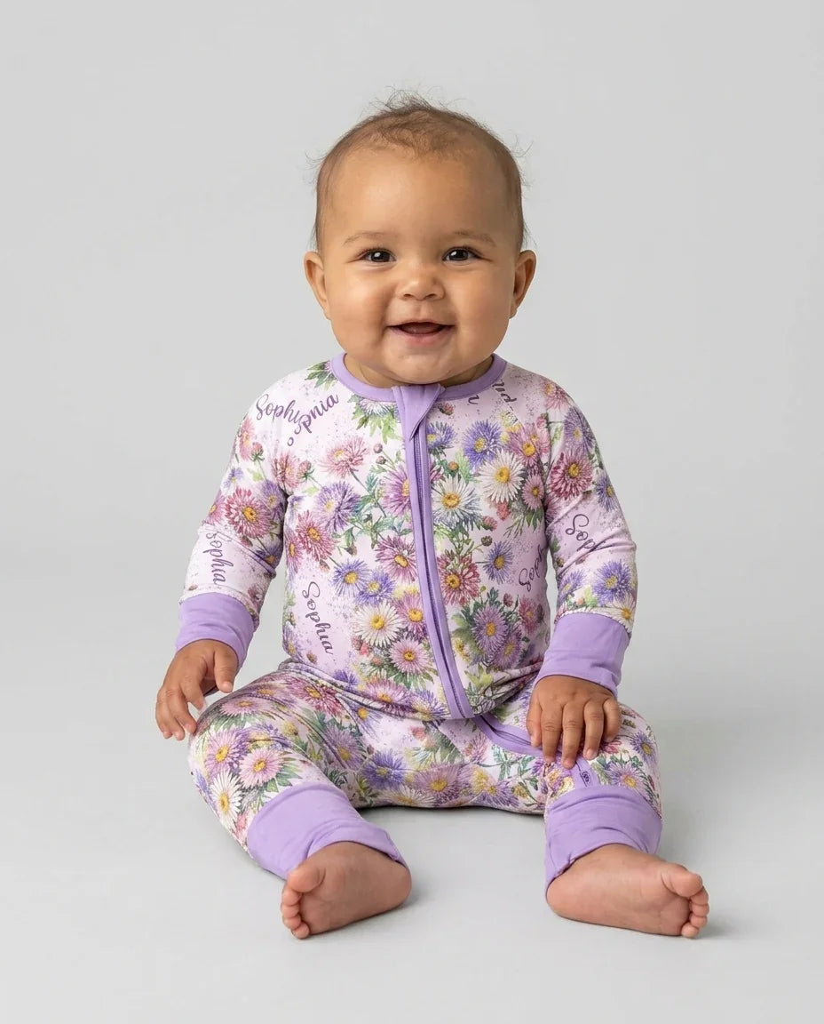 Custom Name Birth Month Flowers Bamboo Convertible Zippy