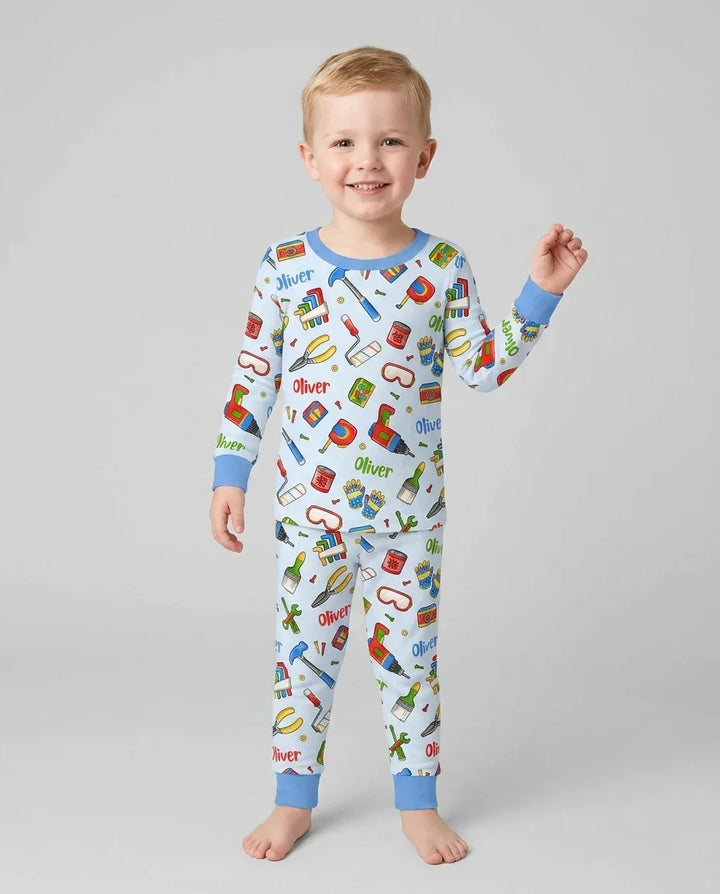Zweiteiliges Langarm-Pyjama-Set mit Sommerfrüchten