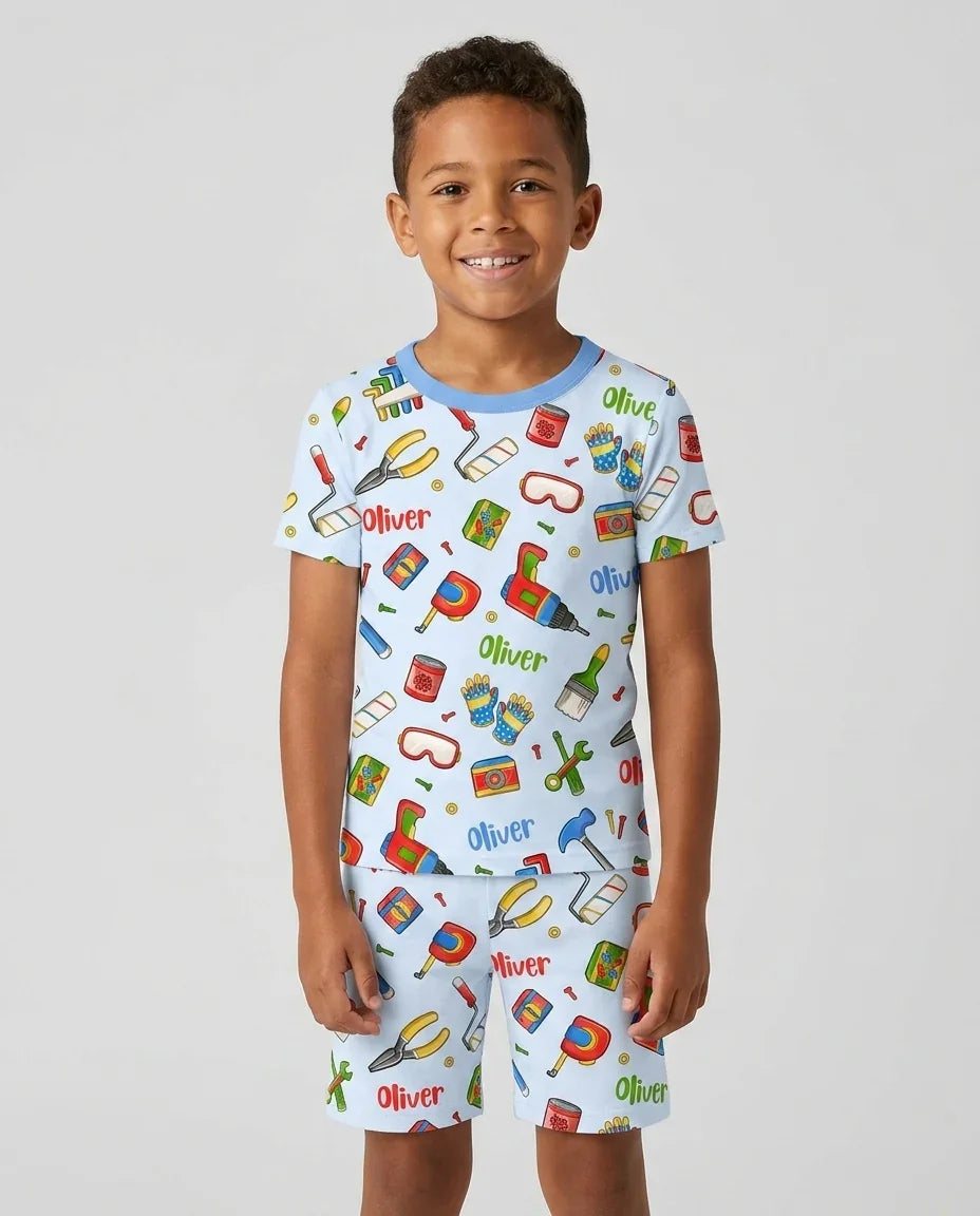 Zweiteiliges Pyjama-Set mit kurzen Ärmeln und Shorts im Sommer-Design