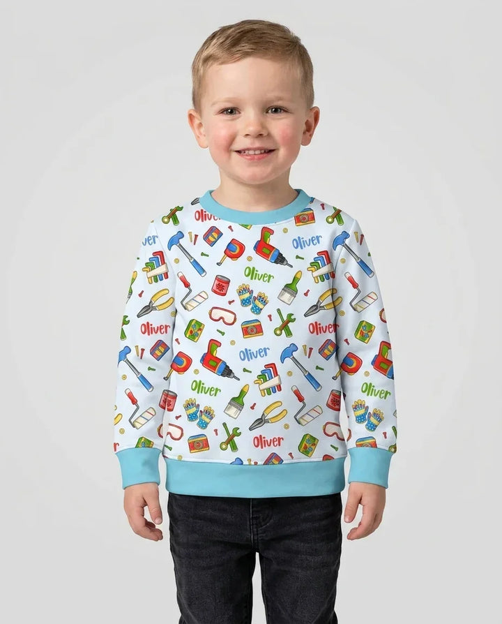 Personalisiertes Papa- & Ich-Reparaturteam Bambus-Rundhals-Sweatshirt