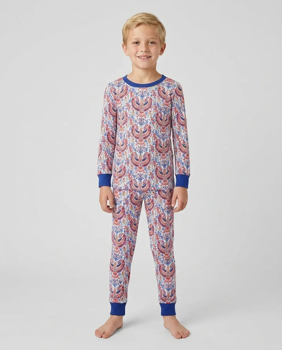 Zweiteiliges Langarm-Pyjama-Set mit Sommerfrüchten