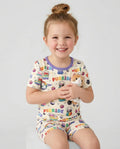 Rainbow Space Cats Family Matching Bamboo Two Piece Short Sleeve Shorts Pajama Set