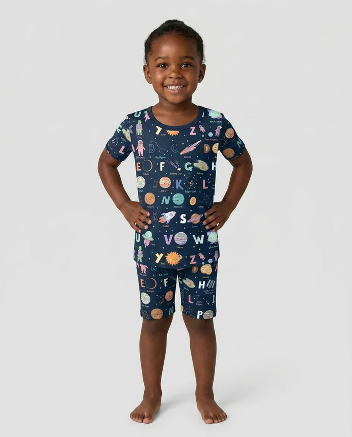 Schlafanzug-Set zweiteilig, kurze Ärmel, kurze Hose, Bambus