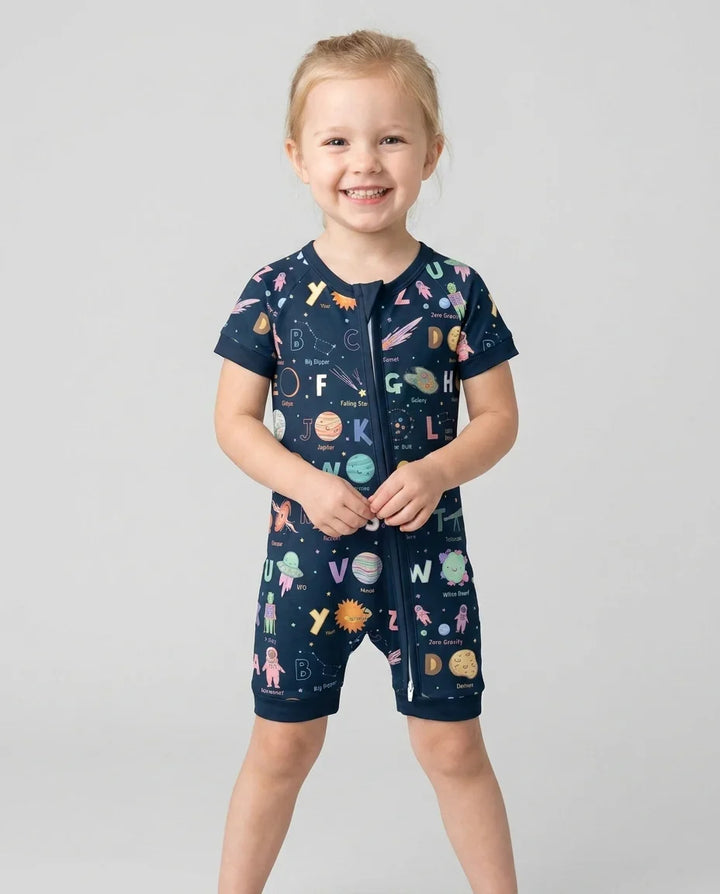 Space Alphabet Bamboo Shorty Zippy