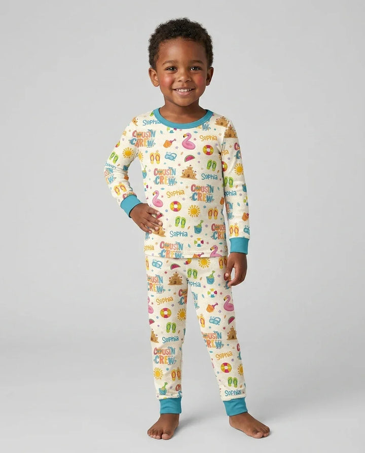 Zweiteiliges Langarm-Pyjama-Set mit Sommerfrüchten