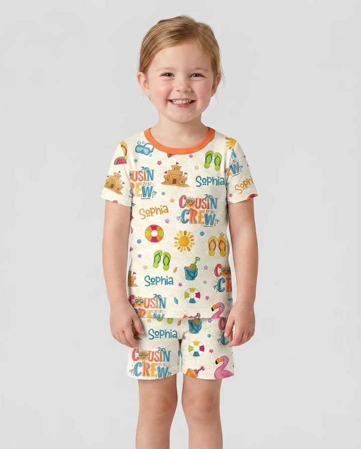 Schlafanzug-Set zweiteilig, kurze Ärmel, kurze Hose, Bambus