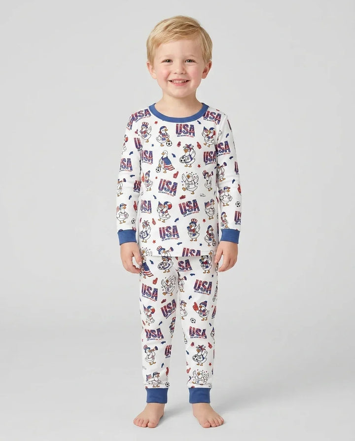 Zweiteiliges Langarm-Pyjama-Set mit Sommerfrüchten