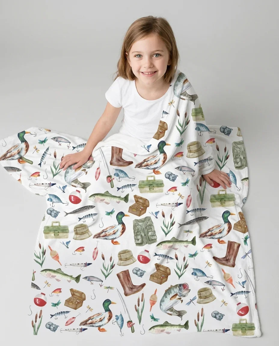 Daddy's Fishing Buddy Daddy& Me Matching Bamboo Blanket