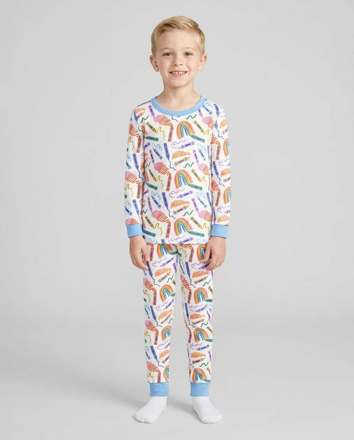 Zweiteiliges Langarm-Pyjama-Set mit Sommerfrüchten