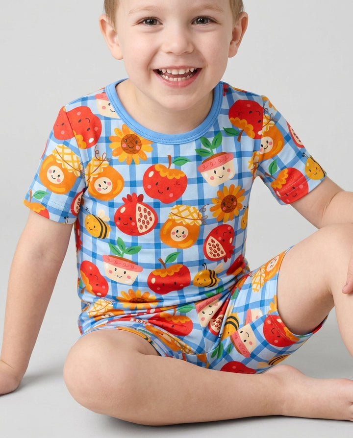 Schlafanzug-Set zweiteilig, kurze Ärmel, kurze Hose, Bambus
