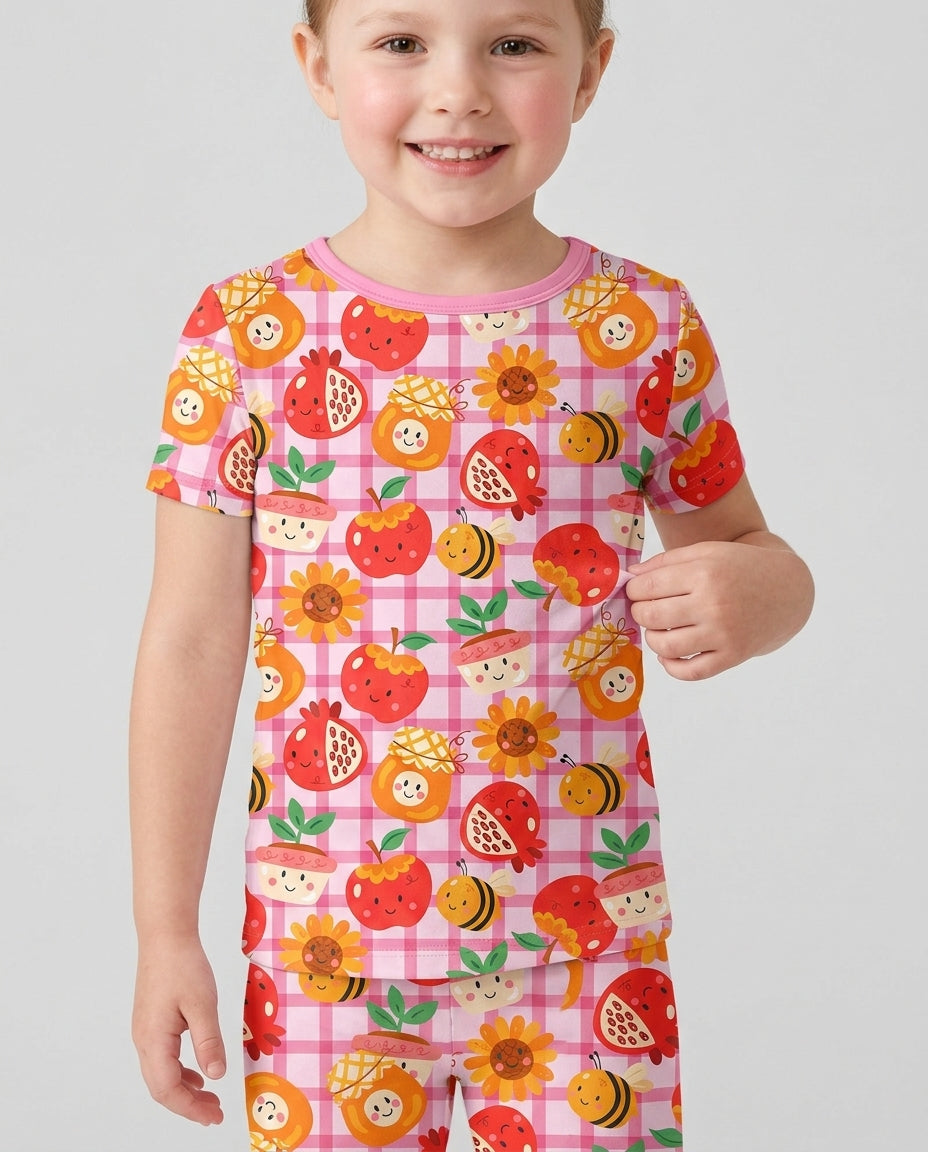Schlafanzug-Set zweiteilig, kurze Ärmel, kurze Hose, Bambus